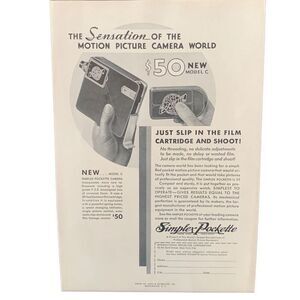 Vintage 1932 Simplex Pockette Camera Model C Ad Advertisement